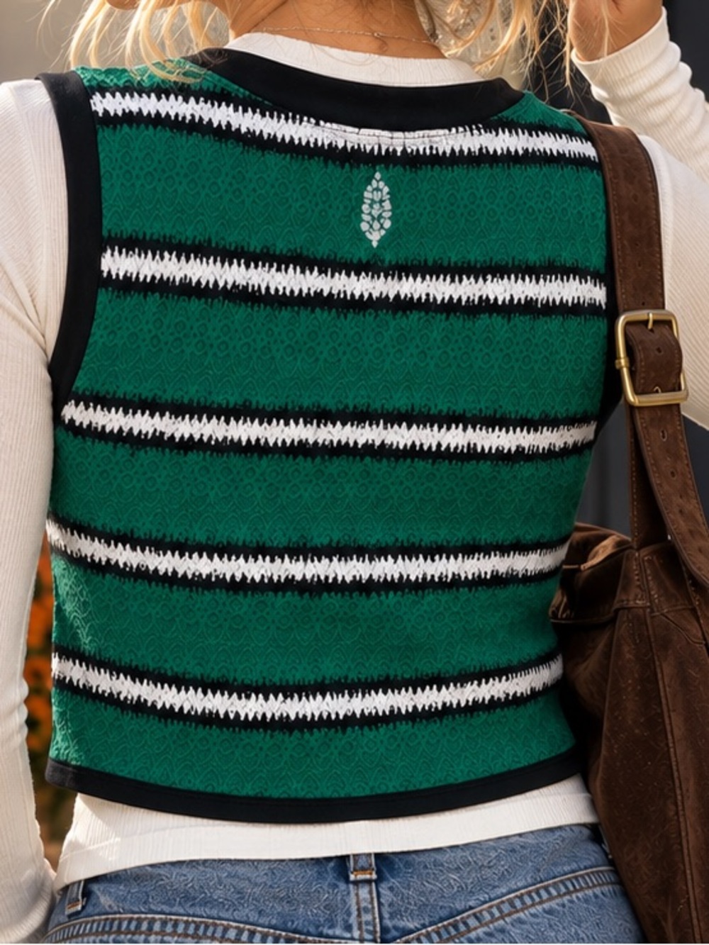 Free People Movement Love Tank Green Striped Knit Top Like New Medium